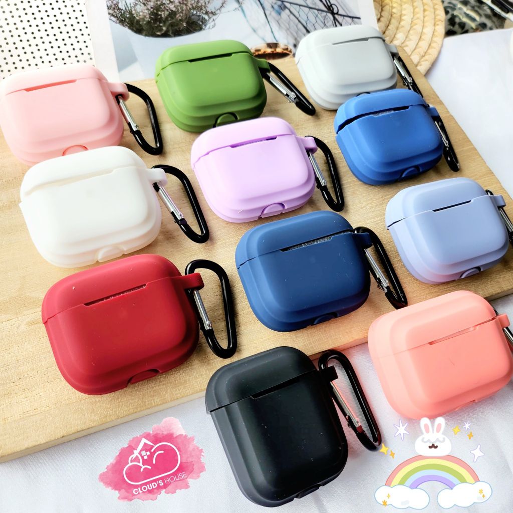 Cover Case Vỏ bảo vệ Airpod SILICONE CHỐNG BẨN màu BASIC + kèm Móc Khóa Airpod 1/2/3/Pro/Pro2