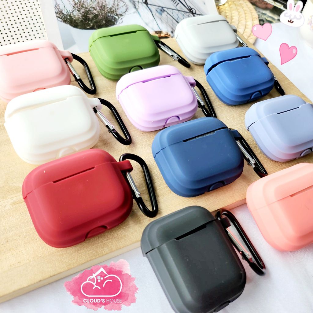 Cover Case Vỏ bảo vệ Airpod SILICONE CHỐNG BẨN màu BASIC + kèm Móc Khóa Airpod 1/2/3/Pro/Pro2