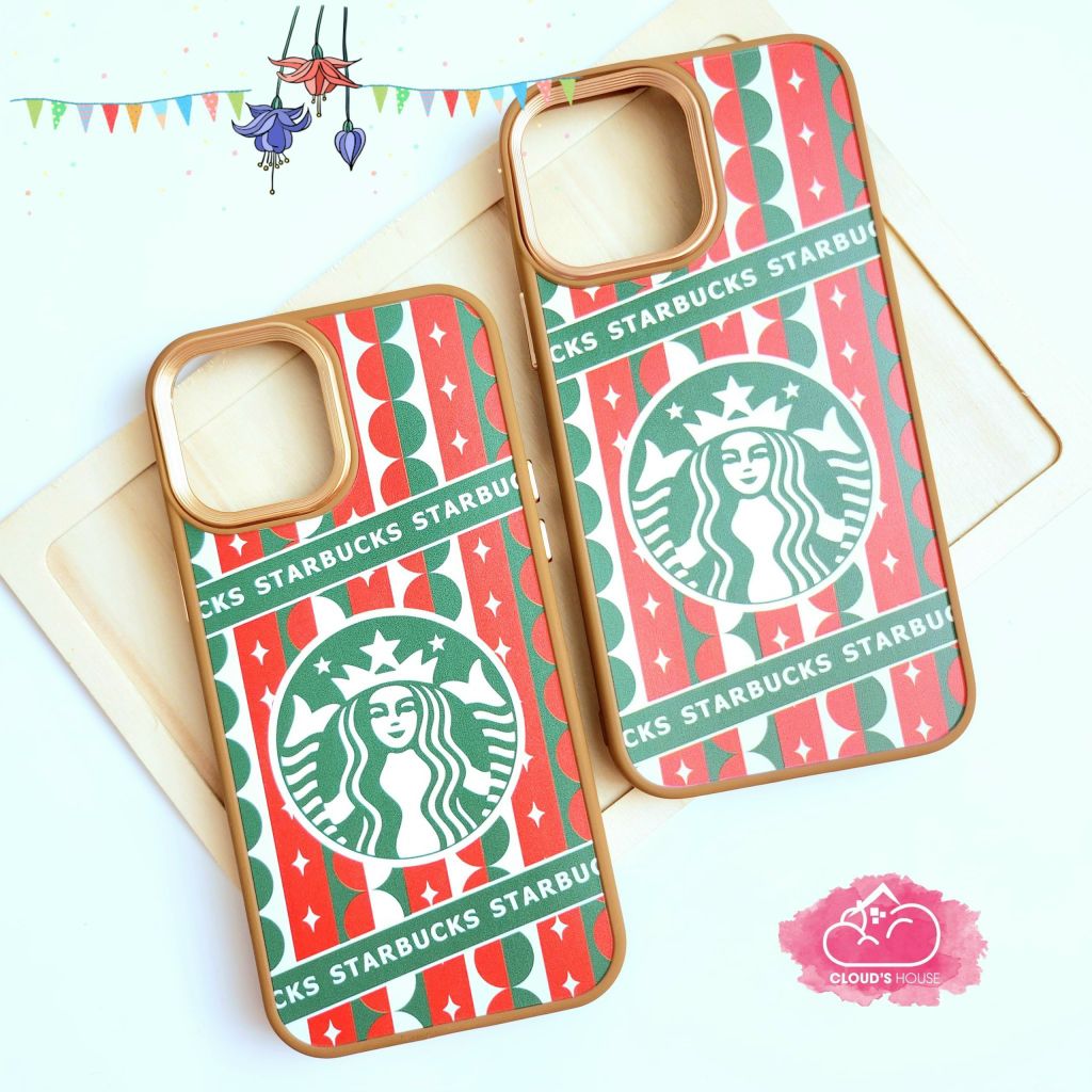 Case Ốp điện thoại iPhone Starbucks Nhám nhung Giáng sinh Noel iPhone 11/12/13/Pro/Promax