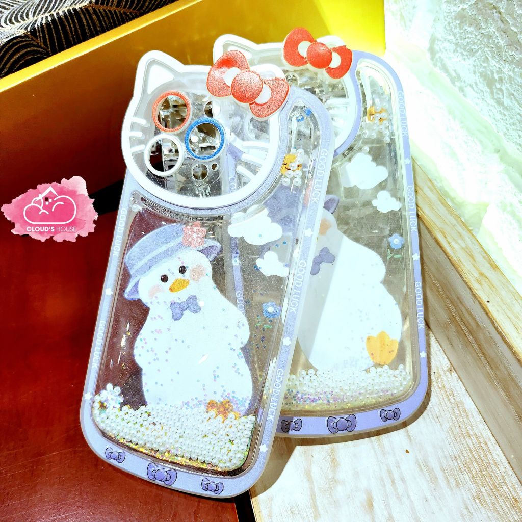 Case Ốp điện thoại iPhone Vịt trắng Phao nước Bling Bling iPhone 7/8/11/12/13/14/Plus/Pro/Promax