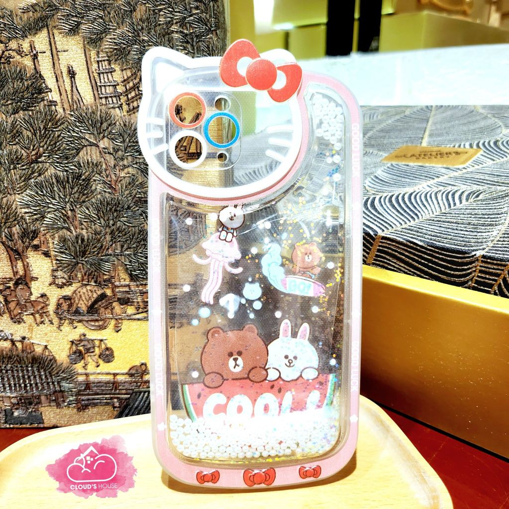 Case Ốp điện thoại iPhone GẤU LINE Phao nước Bling Bling iPhone 7/8/Xr/11/12/13/14/Plus/Pro/Promax