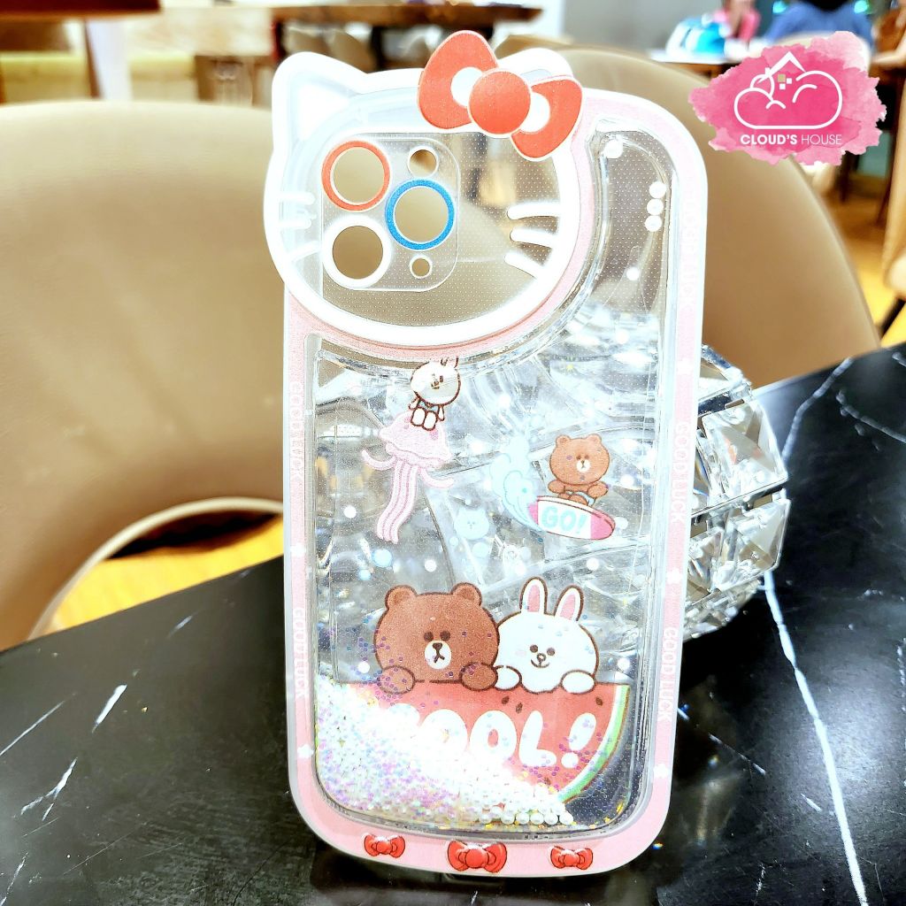 Case Ốp điện thoại iPhone GẤU LINE Phao nước Bling Bling iPhone 7/8/Xr/11/12/13/14/Plus/Pro/Promax