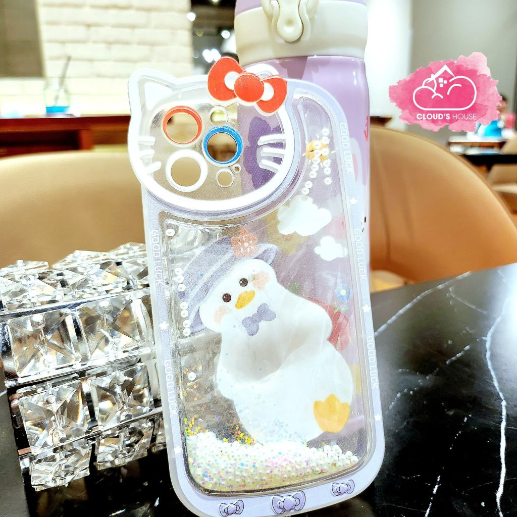 Case Ốp điện thoại iPhone Vịt trắng Phao nước Bling Bling iPhone 7/8/11/12/13/14/Plus/Pro/Promax