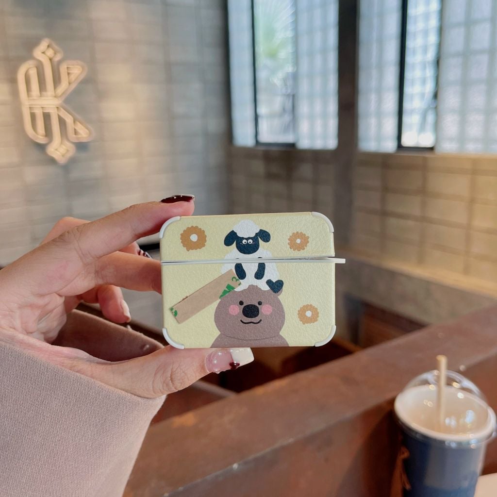COVER AIRPOD Chất Nhám Da Họa Tiết Hoạt Hình Kute (8 Mẫu)