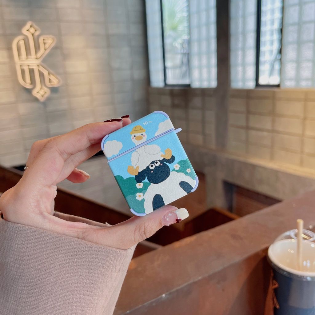 COVER AIRPOD Chất Nhám Da Họa Tiết Hoạt Hình Kute (8 Mẫu)