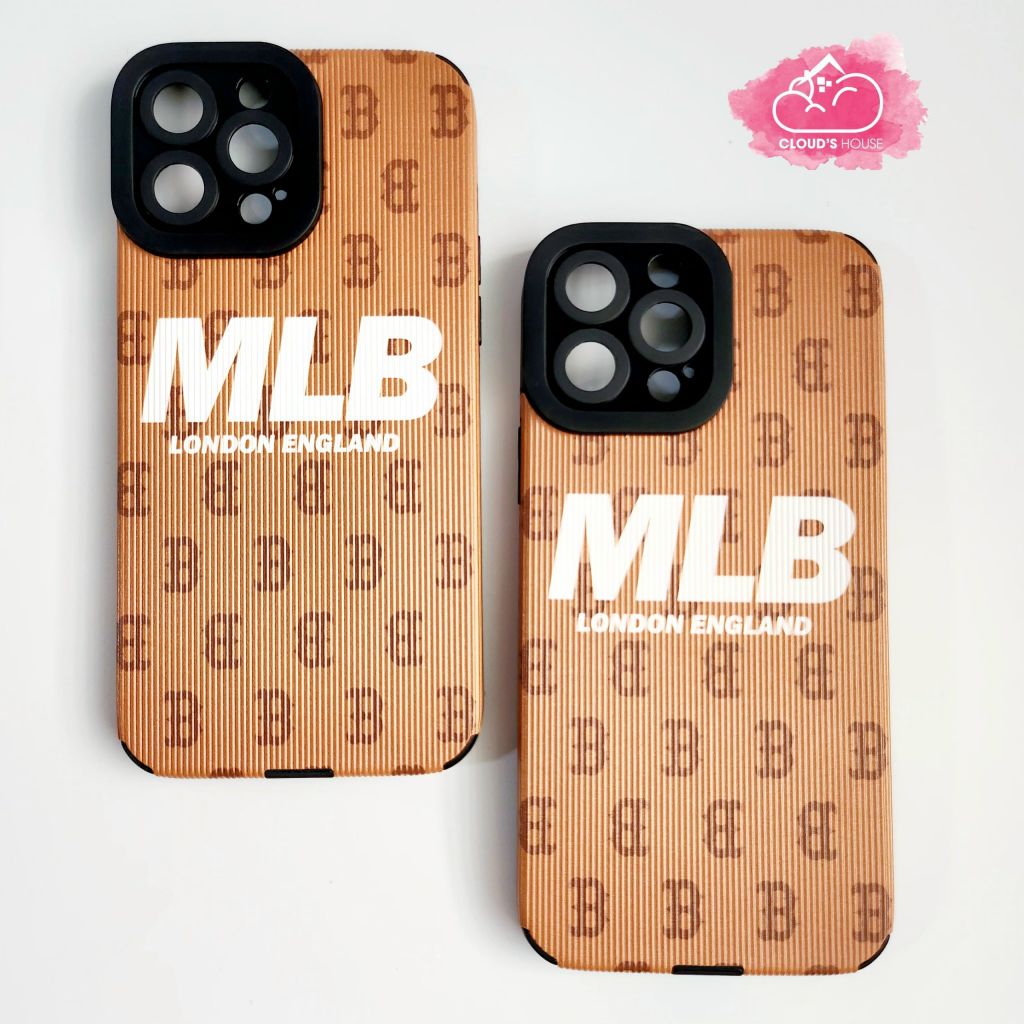 Case Ốp điện thoại iPhone MLB Nâu nhám da sọc iPhone 11/12/13/14/Plus/Pro/Promax