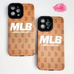 Case Ốp điện thoại iPhone MLB Nâu nhám da sọc iPhone 11/12/13/14/Plus/Pro/Promax
