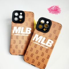 Case Ốp điện thoại iPhone MLB Nâu nhám da sọc iPhone 11/12/13/14/Plus/Pro/Promax