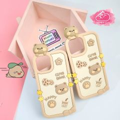 Case Ốp điện thoại iPhone Su dẻo Gấu nâu Kute icon 3D nổi iPhone 11/12/13/14/Pro/Promax