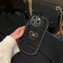 Case Ốp điện thoại iPhone Mickey nổi vải nỉ dạ tweed iPhone 11/12/13/14/Plus/Pro/Promax