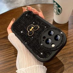 Case Ốp điện thoại iPhone Mickey nổi vải nỉ dạ tweed iPhone 11/12/13/14/Plus/Pro/Promax