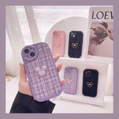Case Ốp điện thoại iPhone Mickey nổi vải nỉ dạ tweed iPhone 11/12/13/14/Plus/Pro/Promax
