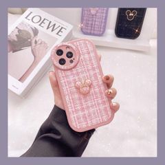 Case Ốp điện thoại iPhone Mickey nổi vải nỉ dạ tweed iPhone 11/12/13/14/Plus/Pro/Promax