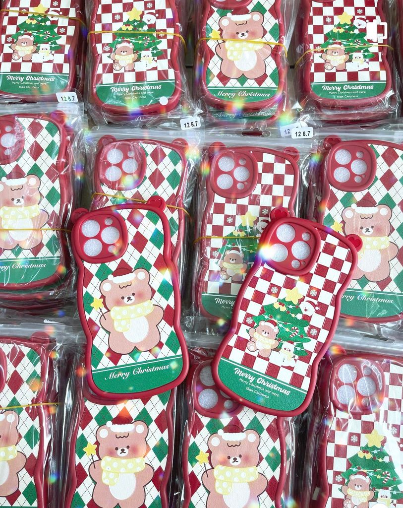 CASE IPHONE Merry Christmas Tai Gấu Viền Gợn Sóng Siêu Xinh - NOEL