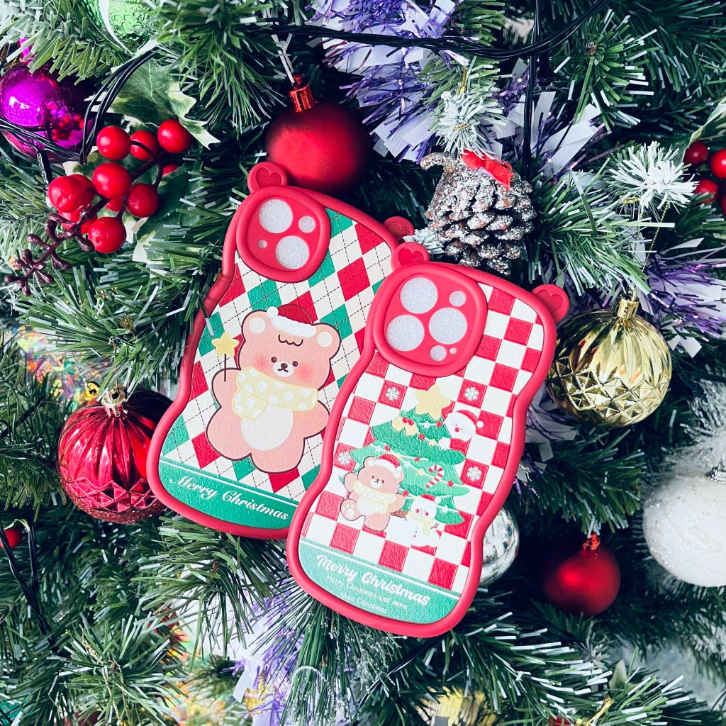 CASE IPHONE Merry Christmas Tai Gấu Viền Gợn Sóng Siêu Xinh - NOEL