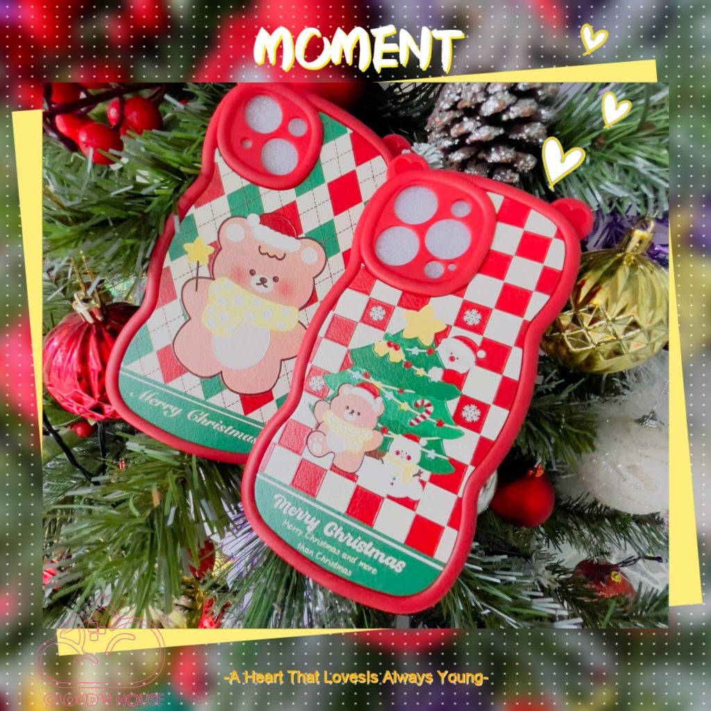 CASE IPHONE Merry Christmas Tai Gấu Viền Gợn Sóng Siêu Xinh - NOEL