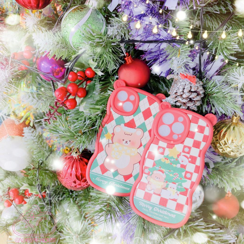 CASE IPHONE Merry Christmas Tai Gấu Viền Gợn Sóng Siêu Xinh - NOEL