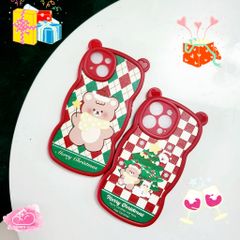 CASE IPHONE Merry Christmas Tai Gấu Viền Gợn Sóng Siêu Xinh - NOEL