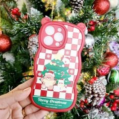 CASE IPHONE Merry Christmas Tai Gấu Viền Gợn Sóng Siêu Xinh - NOEL