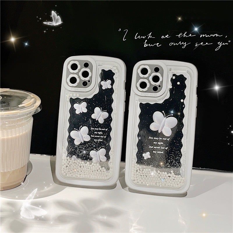 Case Ốp điện thoại iPhone Phao Bướm Butterfly Nước Bling bling iPhone 11/12/13/14/Plus/Pro/Promax