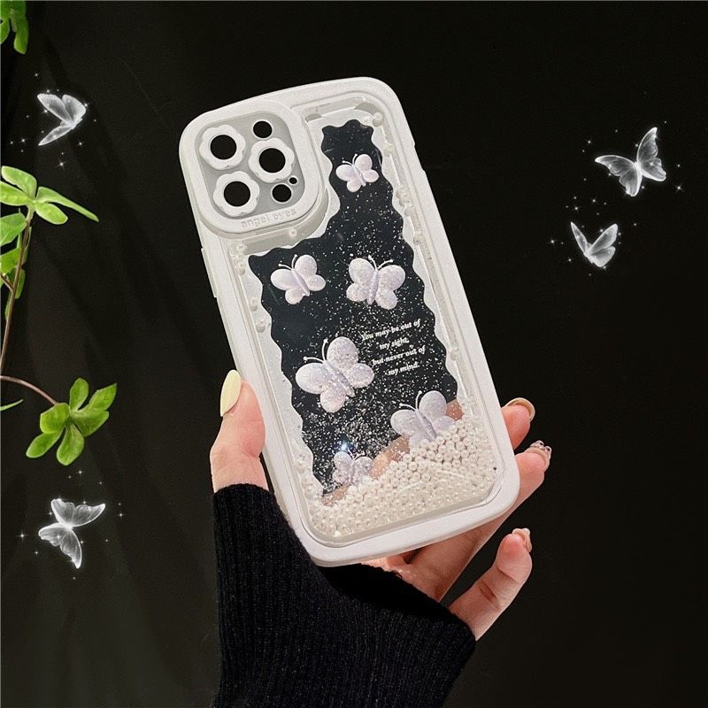 Case Ốp điện thoại iPhone Phao Bướm Butterfly Nước Bling bling iPhone 11/12/13/14/Plus/Pro/Promax