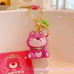 MÓC KHÓA GẤU HỒNG LOTSO Má hồng - ( DÂY HỒNG )