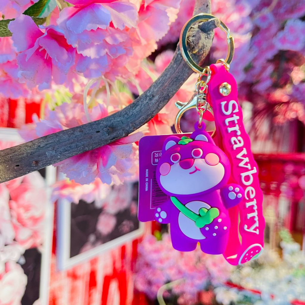 MÓC KHÓA GẤU HỒNG LOTSO Má hồng - ( DÂY HỒNG )