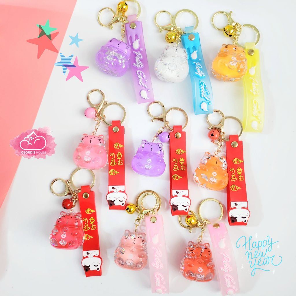 Móc khoá Mèo may mắn Nước Bliing Bling - TẾT