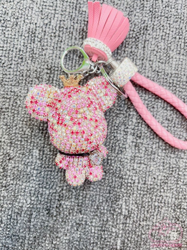 MÓC KHÓA BEARBRICK ĐÍNH ĐÁ SANG CHẢNH MẬP (CÓ KÈM DÂY DA)