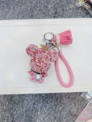 MÓC KHÓA BEARBRICK ĐÍNH ĐÁ SANG CHẢNH MẬP (CÓ KÈM DÂY DA)