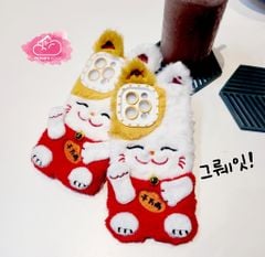 Case Ốp điện thọai iPhone Mèo may mắn Lông Flupfy iPhone 11/12/13/14/Pro/Promax - TẾT