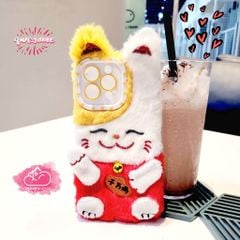 Case Ốp điện thọai iPhone Mèo may mắn Lông Flupfy iPhone 11/12/13/14/Pro/Promax - TẾT