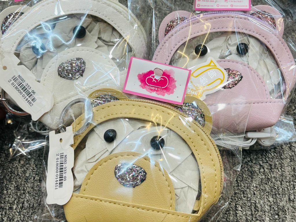 BÓP MÓC KHÓA MINI túi da  (Tặng Kèm Tai Nghe)