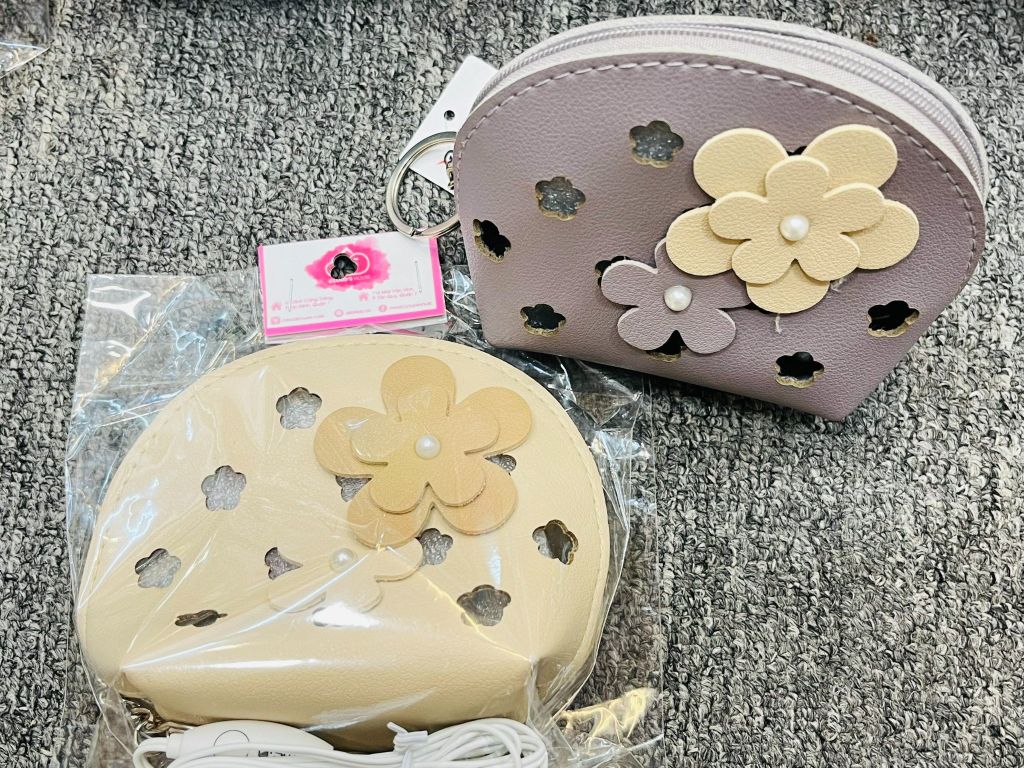 BÓP MÓC KHÓA MINI túi da  (Tặng Kèm Tai Nghe)