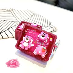 Cover Case Vỏ bảo vệ Airpod Gấu dâu Lotso Gợn sóng icon nổi