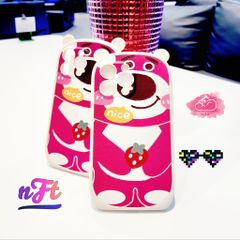 Case Ốp điện thoại iPhone Gấu dâu Lotso Nhám da Tai gấu iPhone 11/12/13/14/Pro/Promax