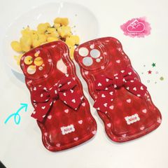 Case Ốp điện thoại iPhone Phao Gợn sóng Nơ đỏ iPhone 11/12/13/14/Plus/Pro/Promax