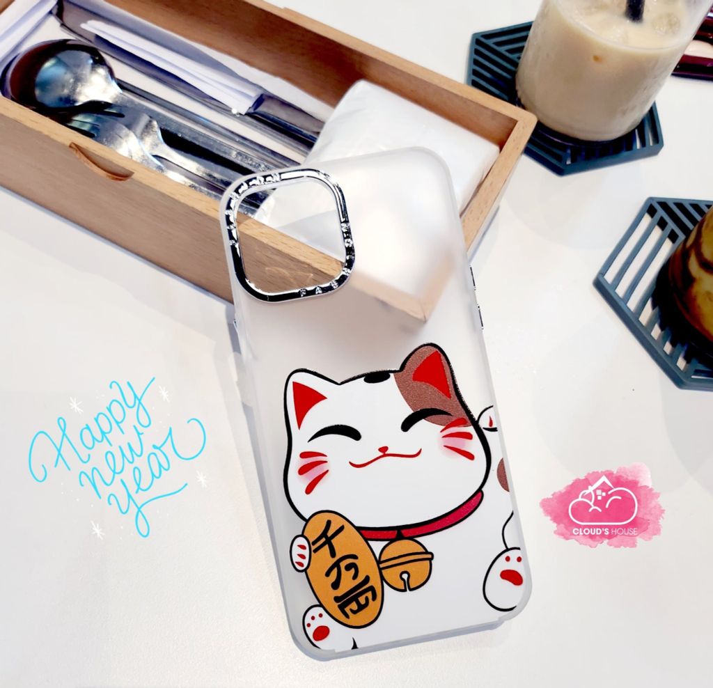 Case Ốp điện thoại iPhone Mèo may mắn Trong Nhám iPhone 11/12/13/14/Pro/Promax - TẾT