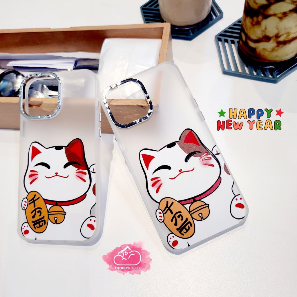 Case Ốp điện thoại iPhone Mèo may mắn Trong Nhám iPhone 11/12/13/14/Pro/Promax - TẾT