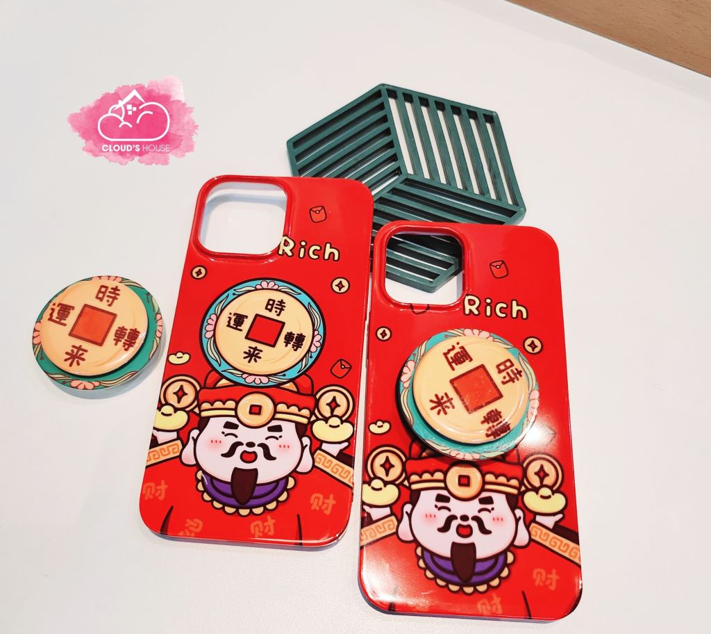 Case Ốp điện thoại iPhone Ông Thần Tài Siêu Mỏng Kèm Popsocket Chiêu Tài iPhone 11/12/13/14/15/Pro/Promax - TẾT