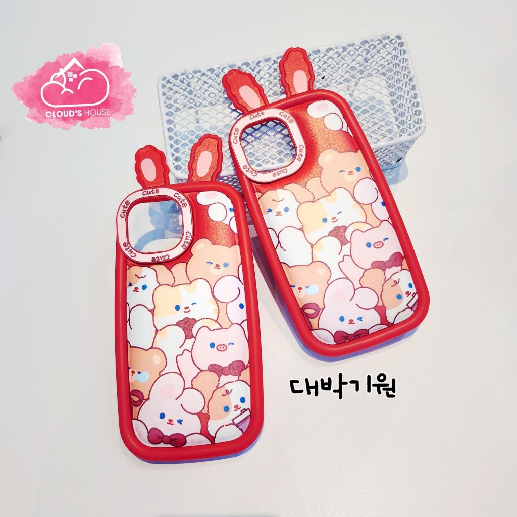 Case Ốp điện thoại iPhone Phao Da Tai thỏ Viền camera Cute iPhone 11/12/13/14/Pro/Promax