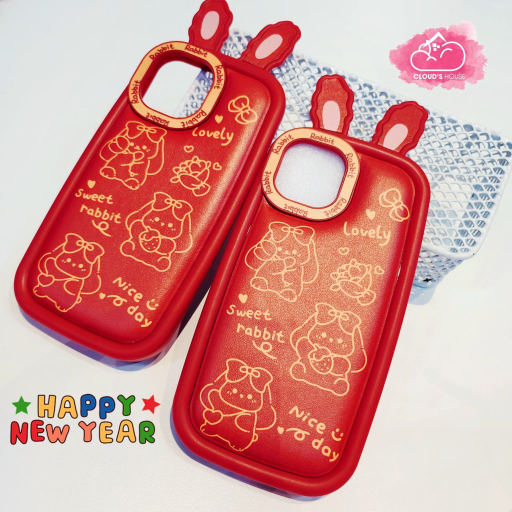 Case Ốp điện thoại iPhone Phao Da Tai thỏ Viền camera Rabbit iPhone 11/12/13/14/Pro/Promax