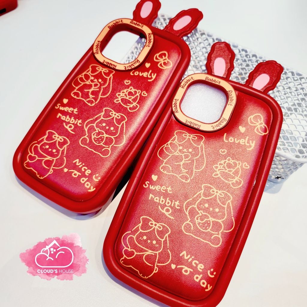 Case Ốp điện thoại iPhone Phao Da Tai thỏ Viền camera Rabbit iPhone 11/12/13/14/Pro/Promax