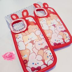 Case Ốp điện thoại iPhone Phao Da Tai thỏ Viền camera Cute iPhone 11/12/13/14/Pro/Promax