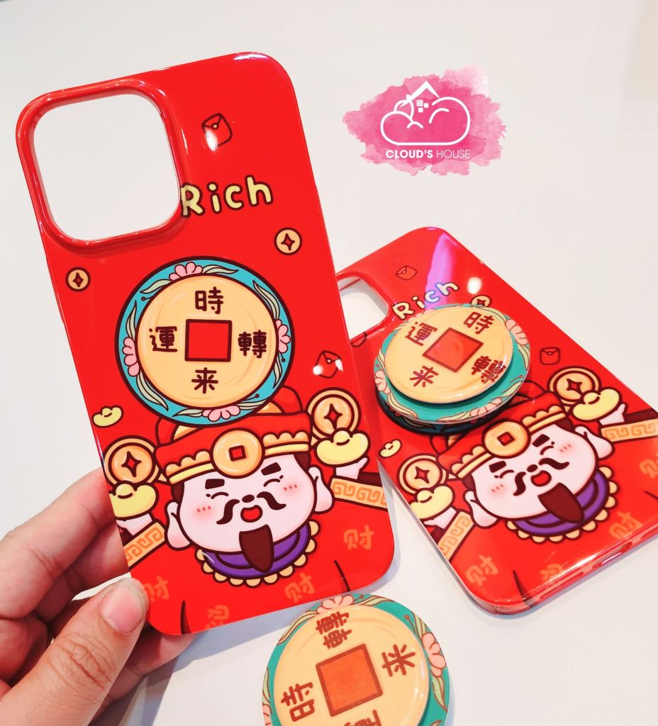 Case Ốp điện thoại iPhone Ông Thần Tài Siêu Mỏng Kèm Popsocket Chiêu Tài iPhone 11/12/13/14/15/Pro/Promax - TẾT