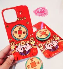 Case Ốp điện thoại iPhone Ông Thần Tài Siêu Mỏng Kèm Popsocket Chiêu Tài iPhone 11/12/13/14/15/Pro/Promax - TẾT