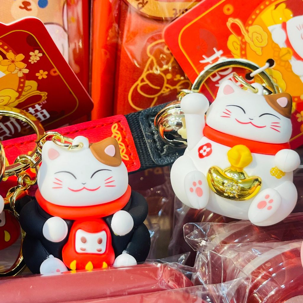 MÓC KHÓA MÈO MAY MẮN - Dây phối da LUCKY - TẾT