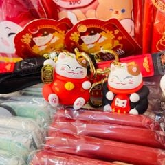 MÓC KHÓA MÈO MAY MẮN - Dây phối da LUCKY - TẾT