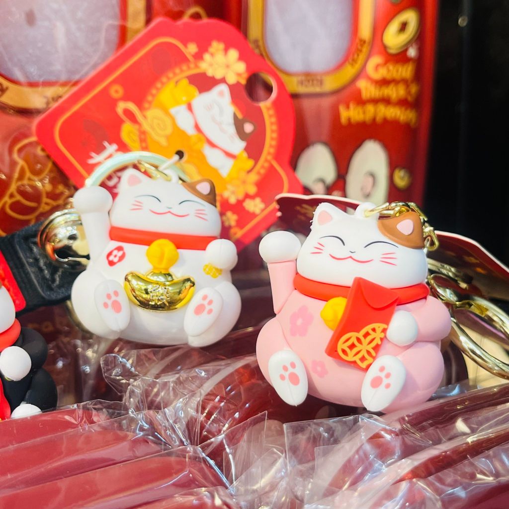 MÓC KHÓA MÈO MAY MẮN - Dây phối da LUCKY - TẾT