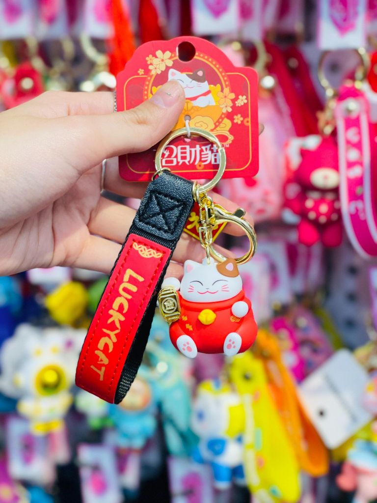 MÓC KHÓA MÈO MAY MẮN - Dây phối da LUCKY - TẾT